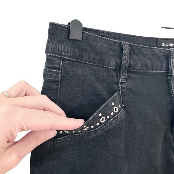 PAIGE X Rosie HW Anja Shorts in "Onyx" Black Embellished Grommet Silver Size 27 - Picture 9 of 14